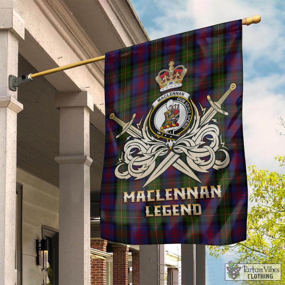 Tartan Vibes Clothing MacLennan Tartan Flag with Clan Crest and the Golden Sword of Courageous Legacy