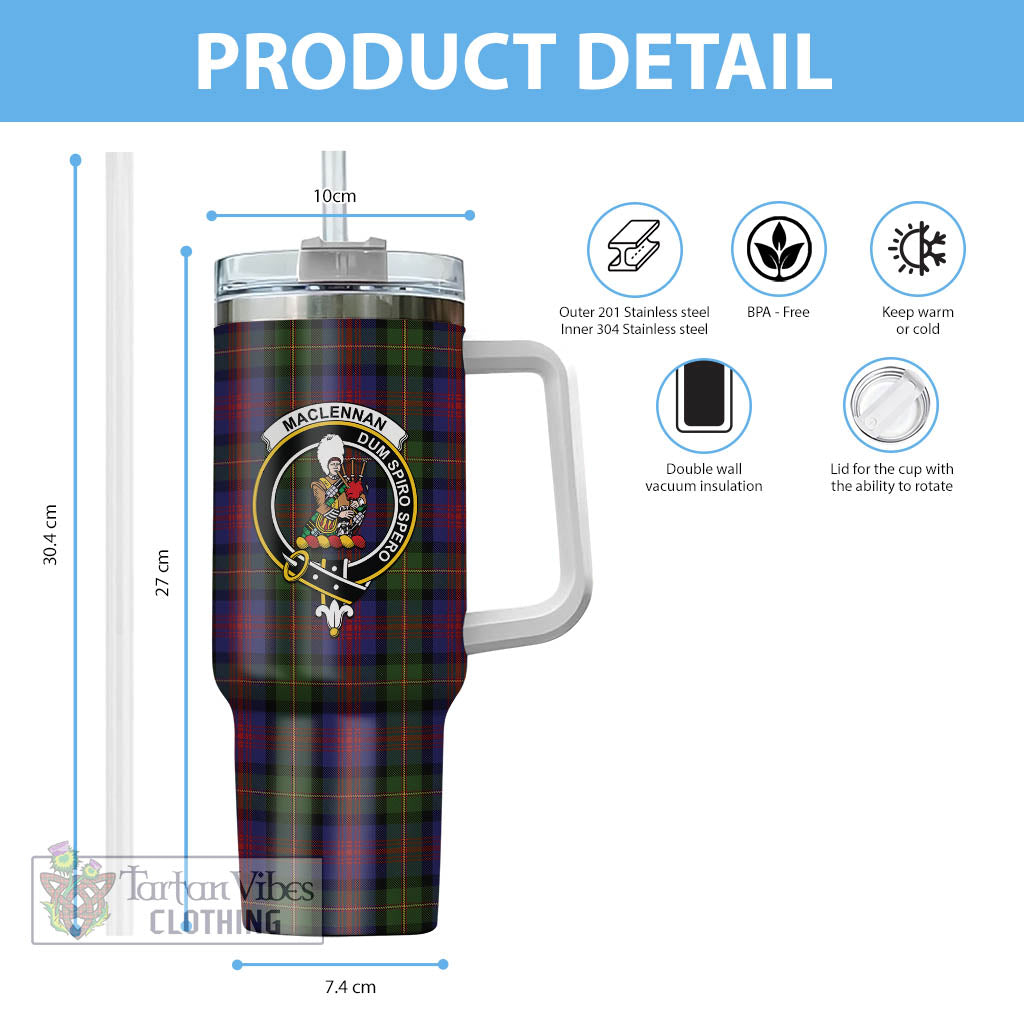 Tartan Vibes Clothing MacLennan Tartan and Family Crest Tumbler with Handle