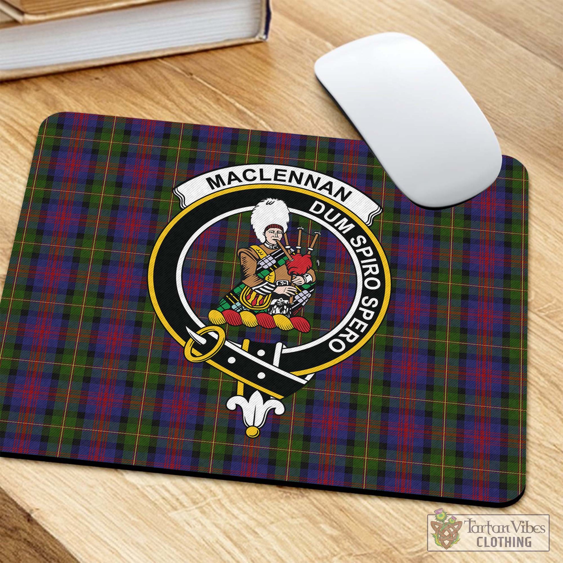 Tartan Vibes Clothing MacLennan Tartan Mouse Pad with Family Crest