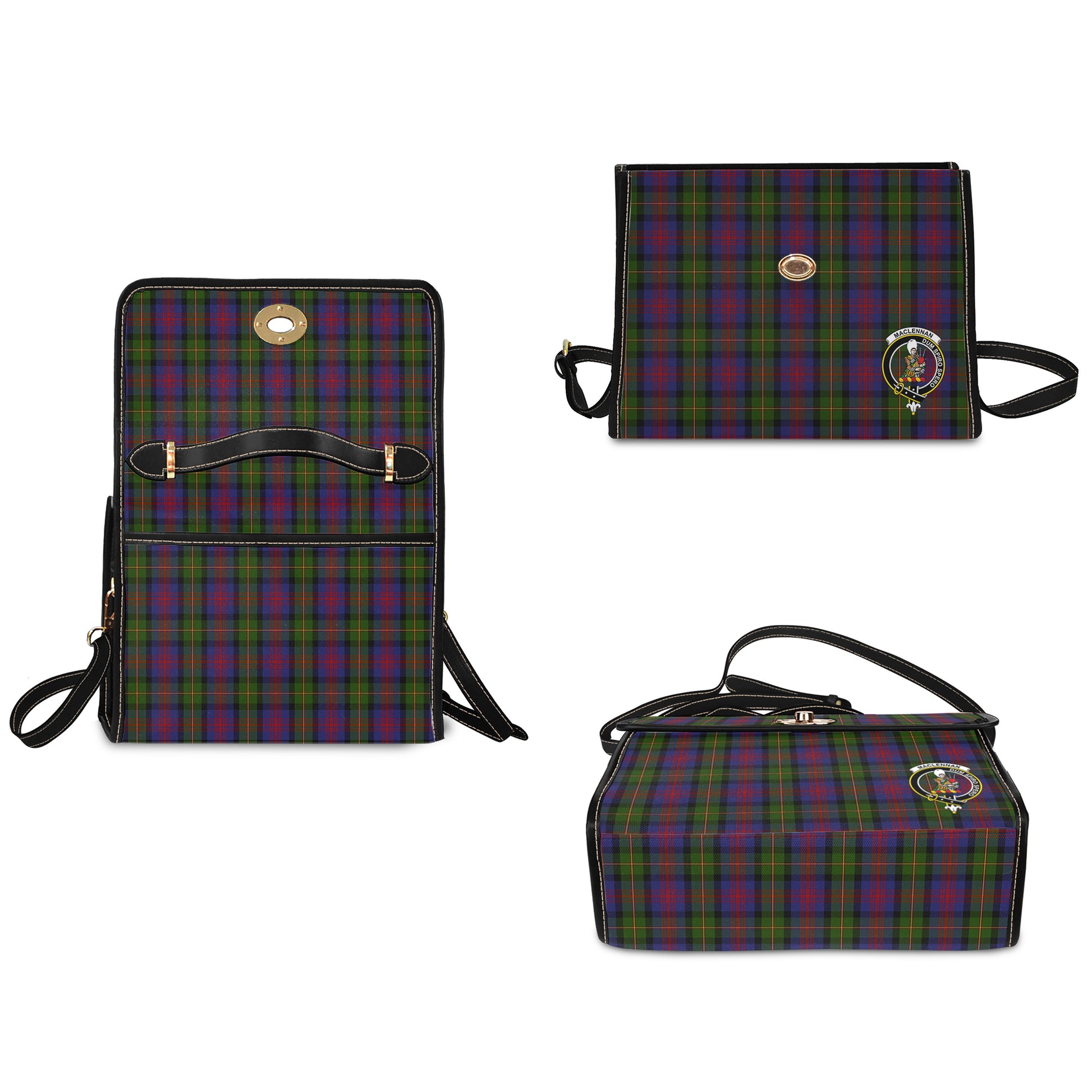 maclennan-tartan-leather-strap-waterproof-canvas-bag-with-family-crest