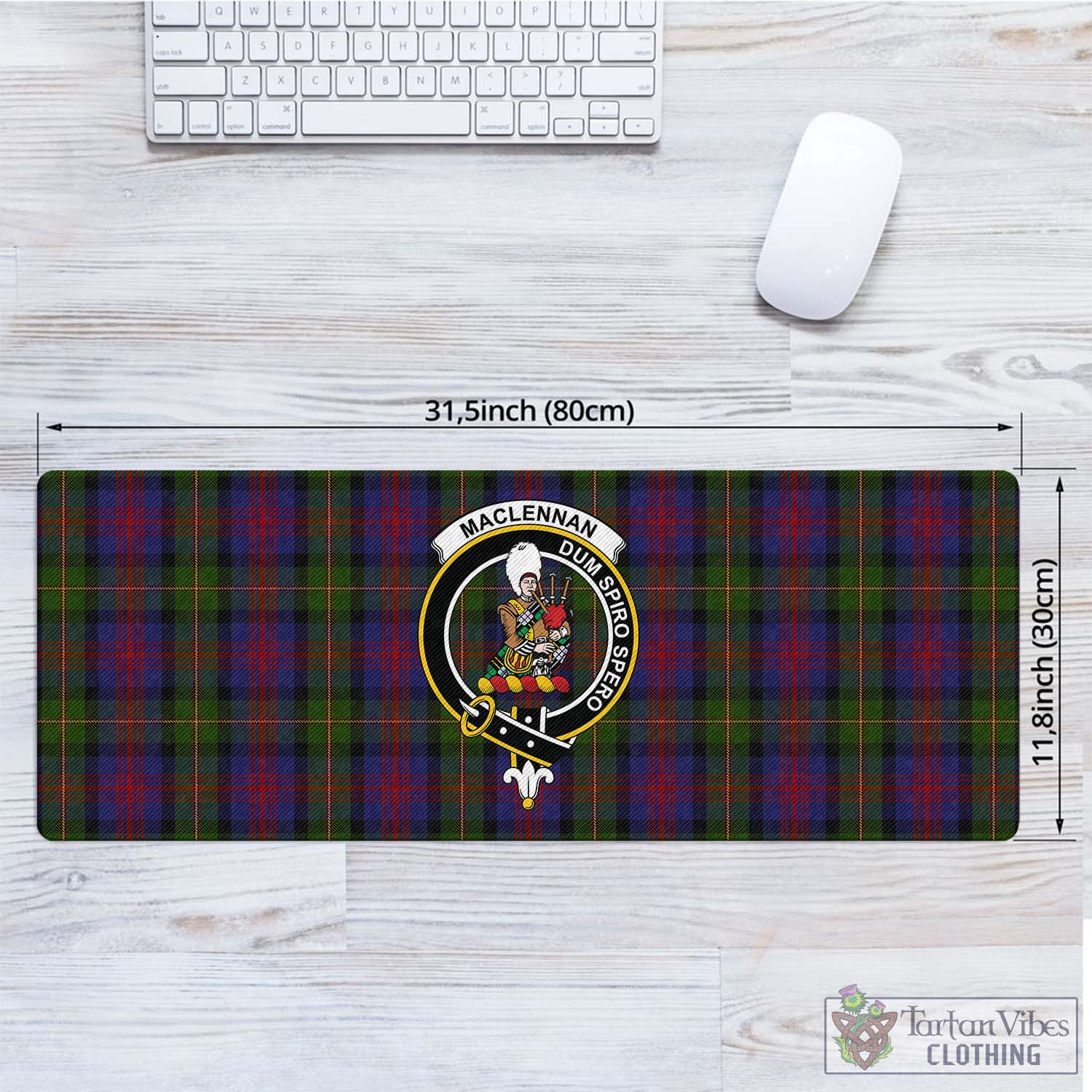 Tartan Vibes Clothing MacLennan Tartan Mouse Pad with Family Crest