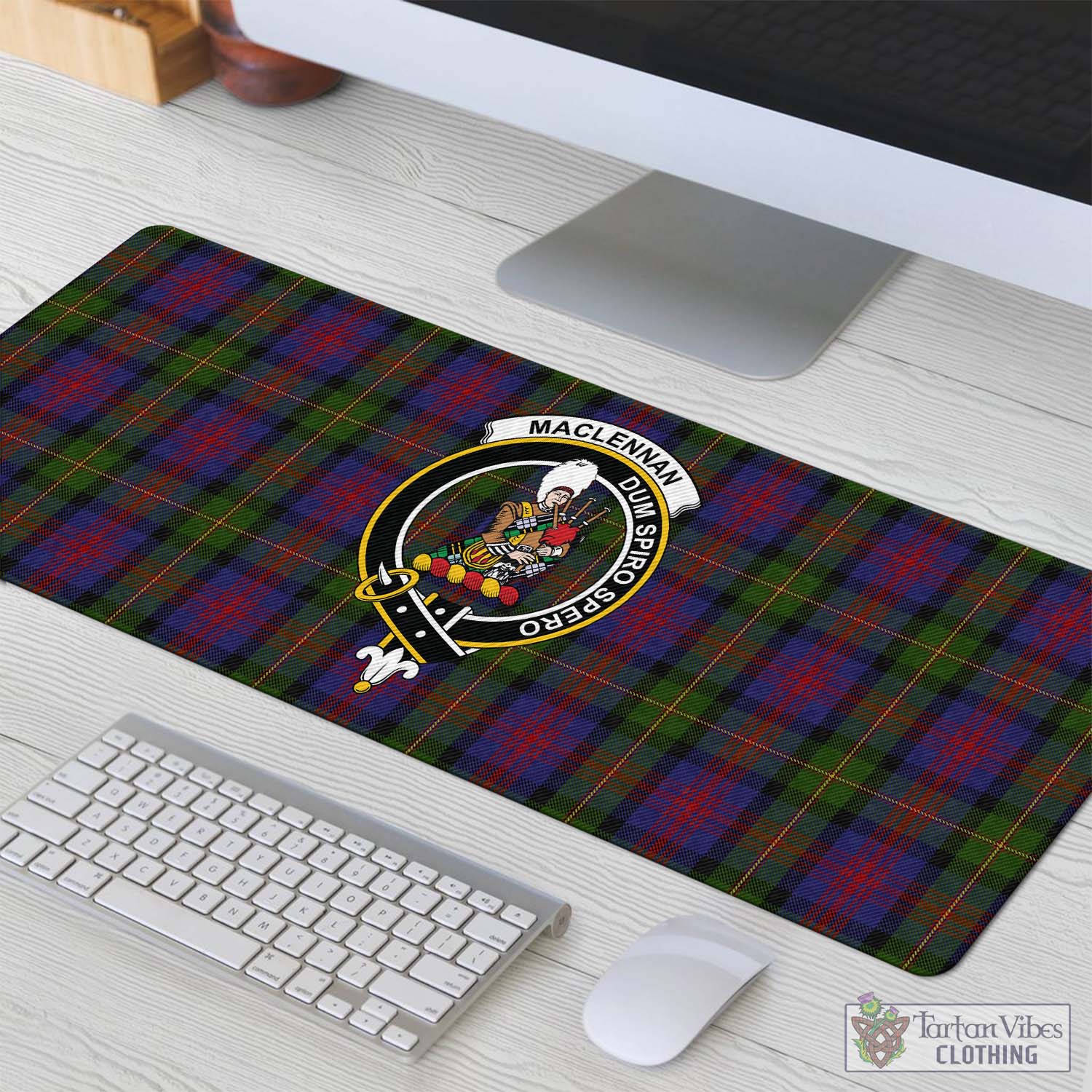 Tartan Vibes Clothing MacLennan Tartan Mouse Pad with Family Crest