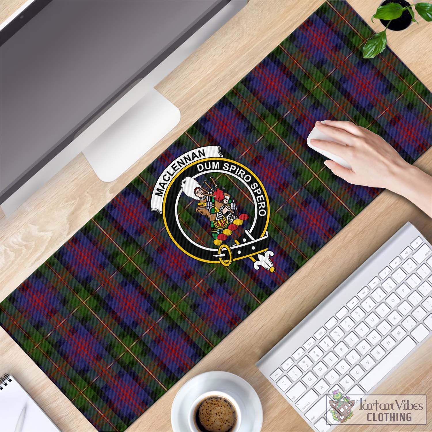 Tartan Vibes Clothing MacLennan Tartan Mouse Pad with Family Crest
