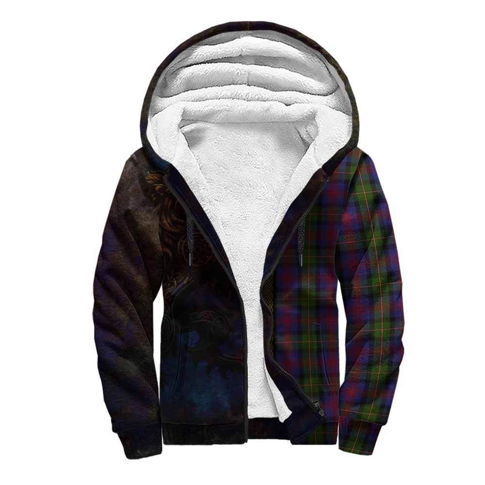 Tartan Vibes Clothing MacLennan (McLennan) Tartan Family Crest Sherpa Hoodie Alba Gu Brath Be Brave Lion Ancient Style