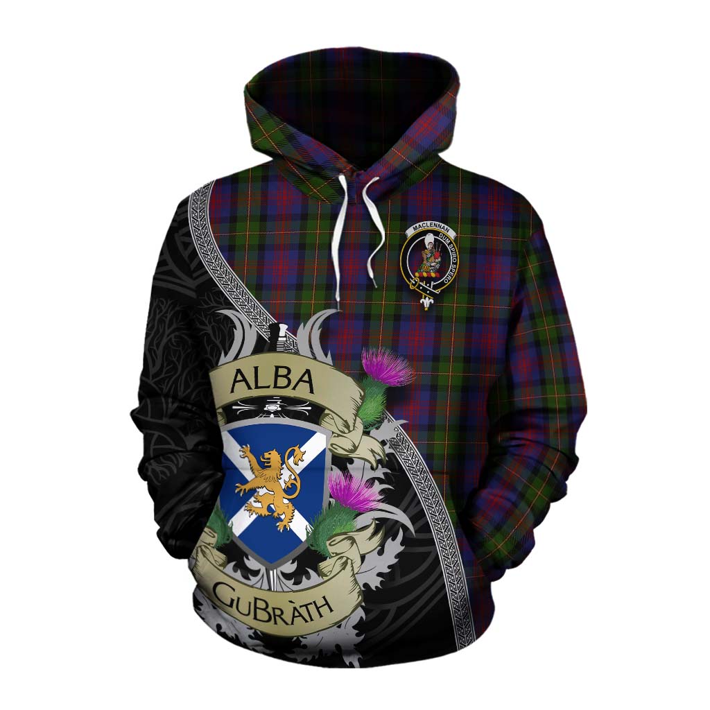Tartan Vibes Clothing MacLennan (McLennan) Tartan Family Crest Cotton Hoodie Lion Rampant Royal Thistle Shield Celtic Inspired