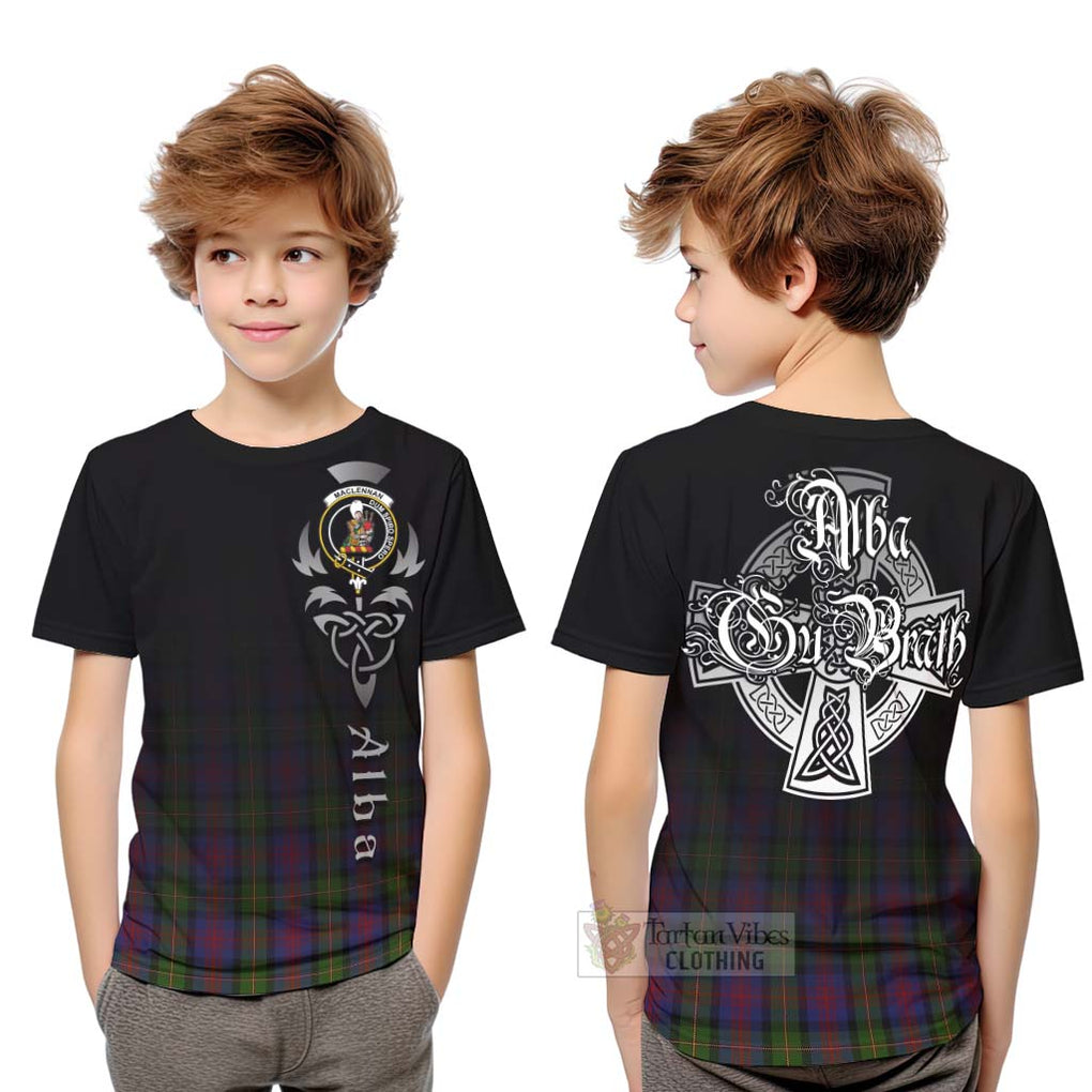 Tartan Vibes Clothing MacLennan (McLennan) Tartan Kid T-Shirt Featuring Alba Gu Brath Family Crest Celtic Inspired