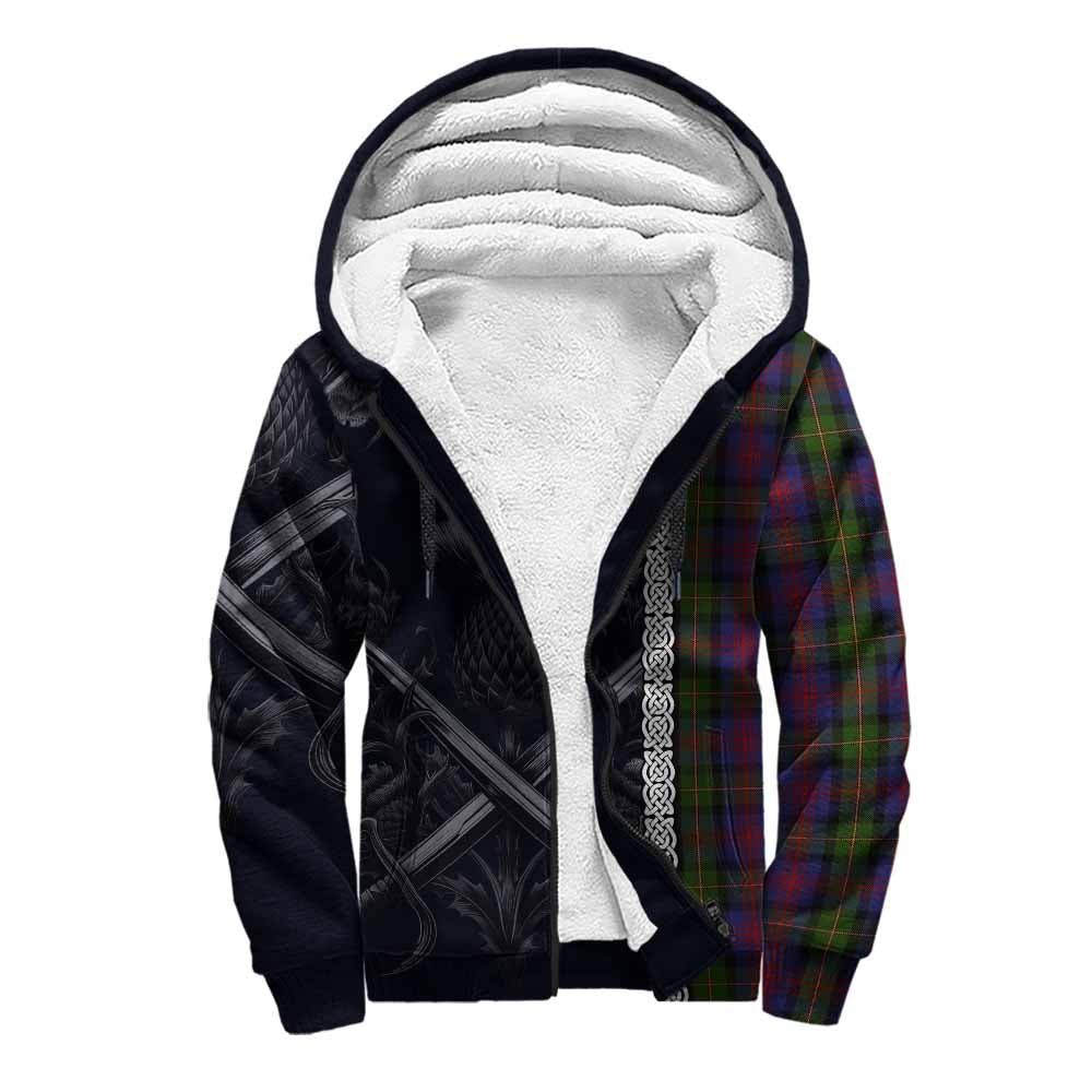 Tartan Vibes Clothing MacLennan (McLennan) Tartan Sherpa Hoodie with Family Crest Cross Sword Thistle Celtic Vibes