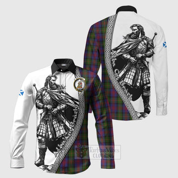 Tartan Vibes Clothing MacLennan (McLennan) Tartan Clan Crest Long Sleeve Button Shirt with Highlander Warrior Celtic Style