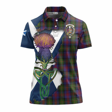 Tartan Vibes Clothing MacLennan (McLennan) Tartan Family Crest Women's Polo Shirt Scottish Thistle Celtic Inspired