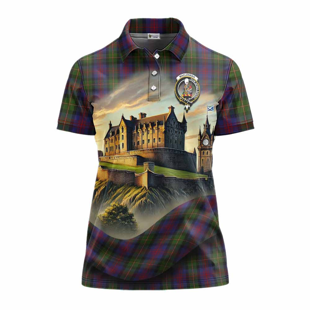 Tartan Vibes Clothing MacLennan (McLennan) Tartan Family Crest Women's Polo Shirt with Scottish Ancient Castle Stype