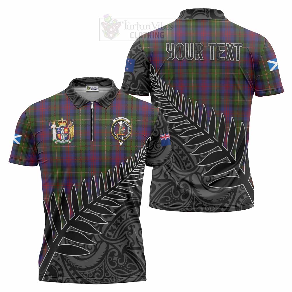 Tartan Vibes Clothing MacLennan (McLennan) Crest Tartan Zipper Polo Shirt with New Zealand Silver Fern Half Style
