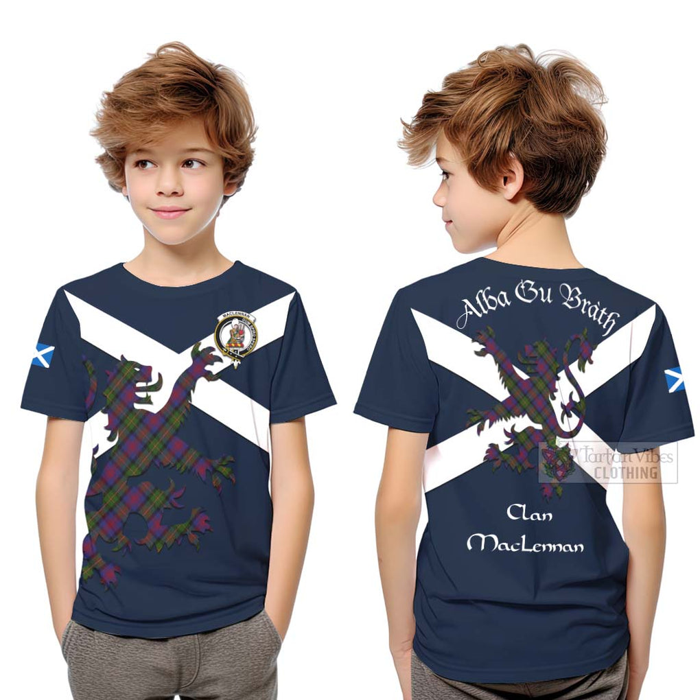 Tartan Vibes Clothing MacLennan (McLennan) Tartan Lion Rampant Kid T-Shirt – Proudly Display Your Heritage with Alba Gu Brath and Clan Name