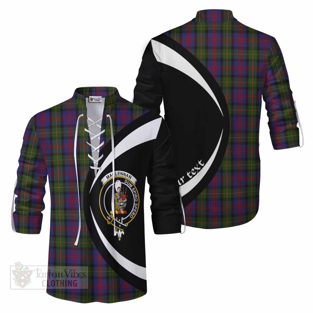 Tartan Vibes Clothing MacLennan (McLennan) Tartan Ghillie Kilt Shirt with Family Crest Circle Style