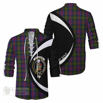 Tartan Vibes Clothing MacLennan (McLennan) Tartan Ghillie Kilt Shirt with Family Crest Circle Style