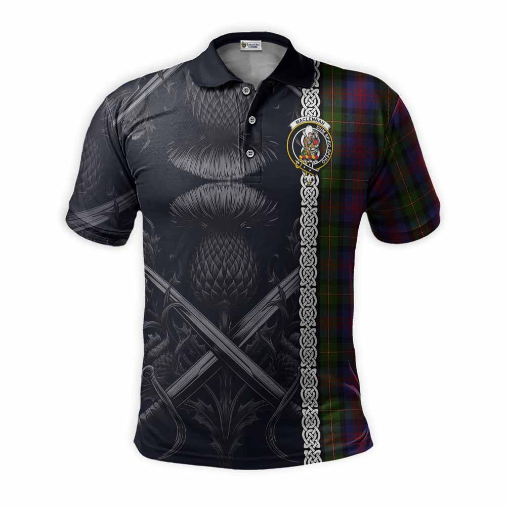 Tartan Vibes Clothing MacLennan (McLennan) Tartan Polo Shirt with Family Crest Cross Sword Thistle Celtic Vibes