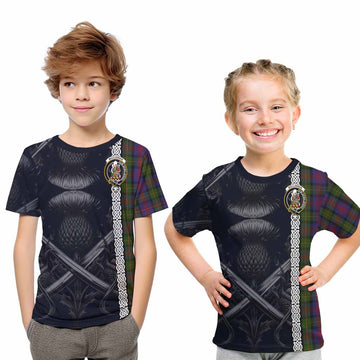 MacLennan (McLennan) Tartan Kid T-Shirt with Family Crest Cross Sword Thistle Celtic Vibes