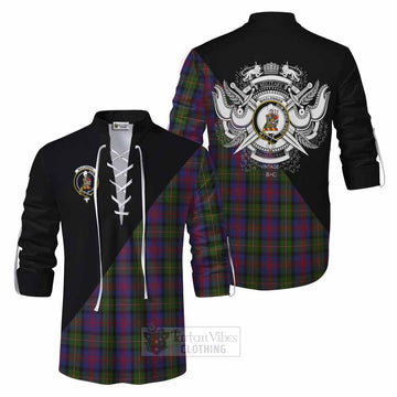 Tartan Vibes Clothing MacLennan (McLennan) Tartan Ghillie Kilt Shirt with Family Crest and Military Logo Style