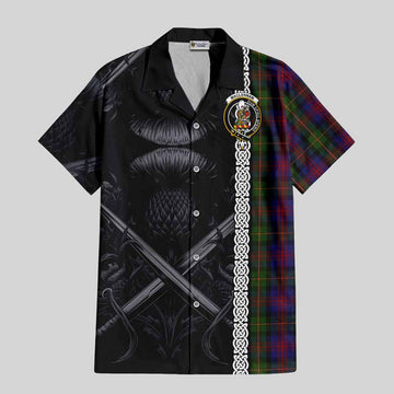 MacLennan (McLennan) Tartan Hawaiian Shirt with Family Crest Cross Sword Thistle Celtic Vibes