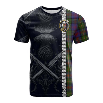 Tartan Vibes Clothing MacLennan (McLennan) Tartan Cotton T-shirt with Family Crest Cross Sword Thistle Celtic Vibes