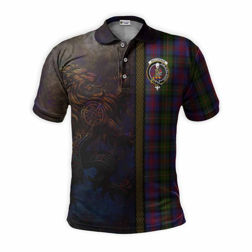 Tartan Vibes Clothing MacLennan (McLennan) Tartan Family Crest Polo Shirt Alba Gu Brath Be Brave Lion Ancient Style