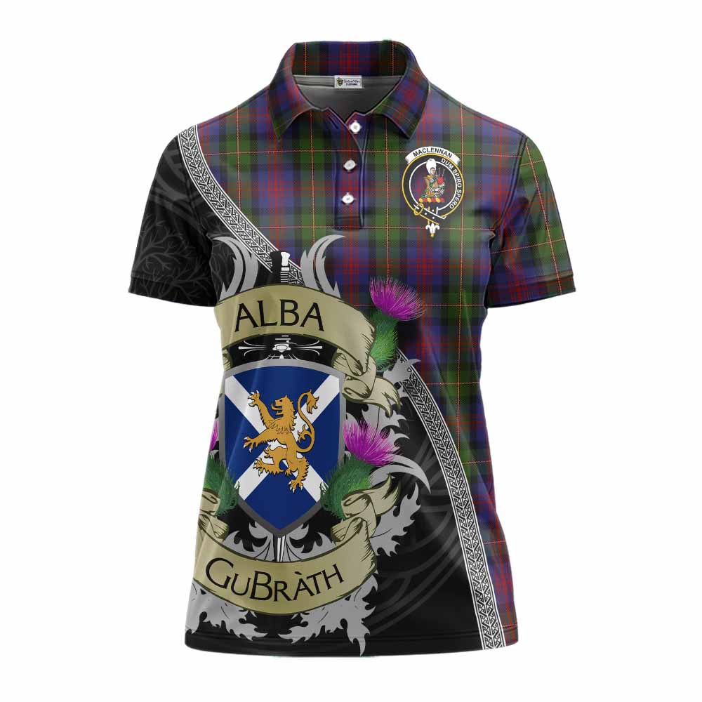 Tartan Vibes Clothing MacLennan (McLennan) Tartan Family Crest Women's Polo Shirt Lion Rampant Royal Thistle Shield Celtic Inspired