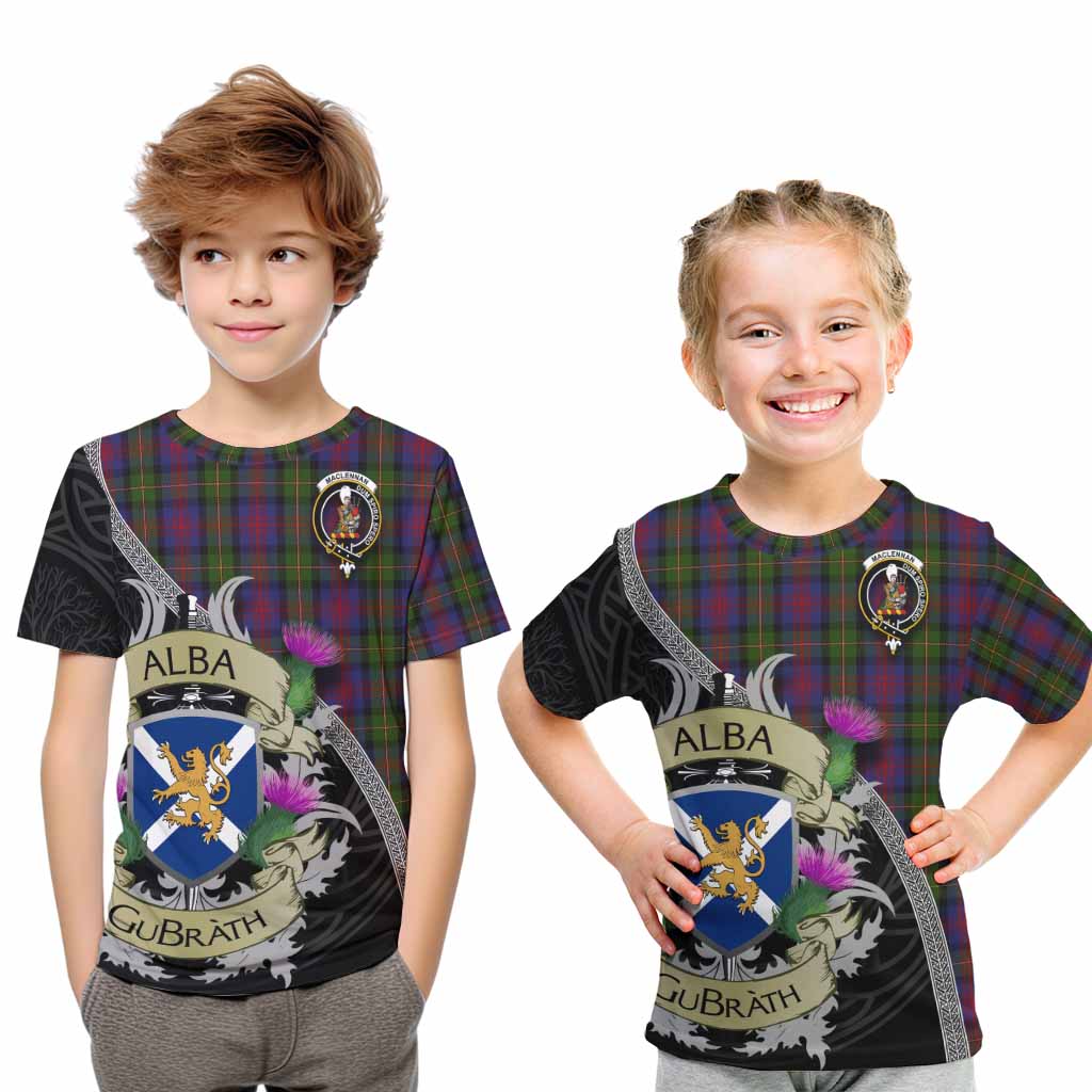 Tartan Vibes Clothing MacLennan (McLennan) Tartan Family Crest Kid T-Shirt Lion Rampant Royal Thistle Shield Celtic Inspired