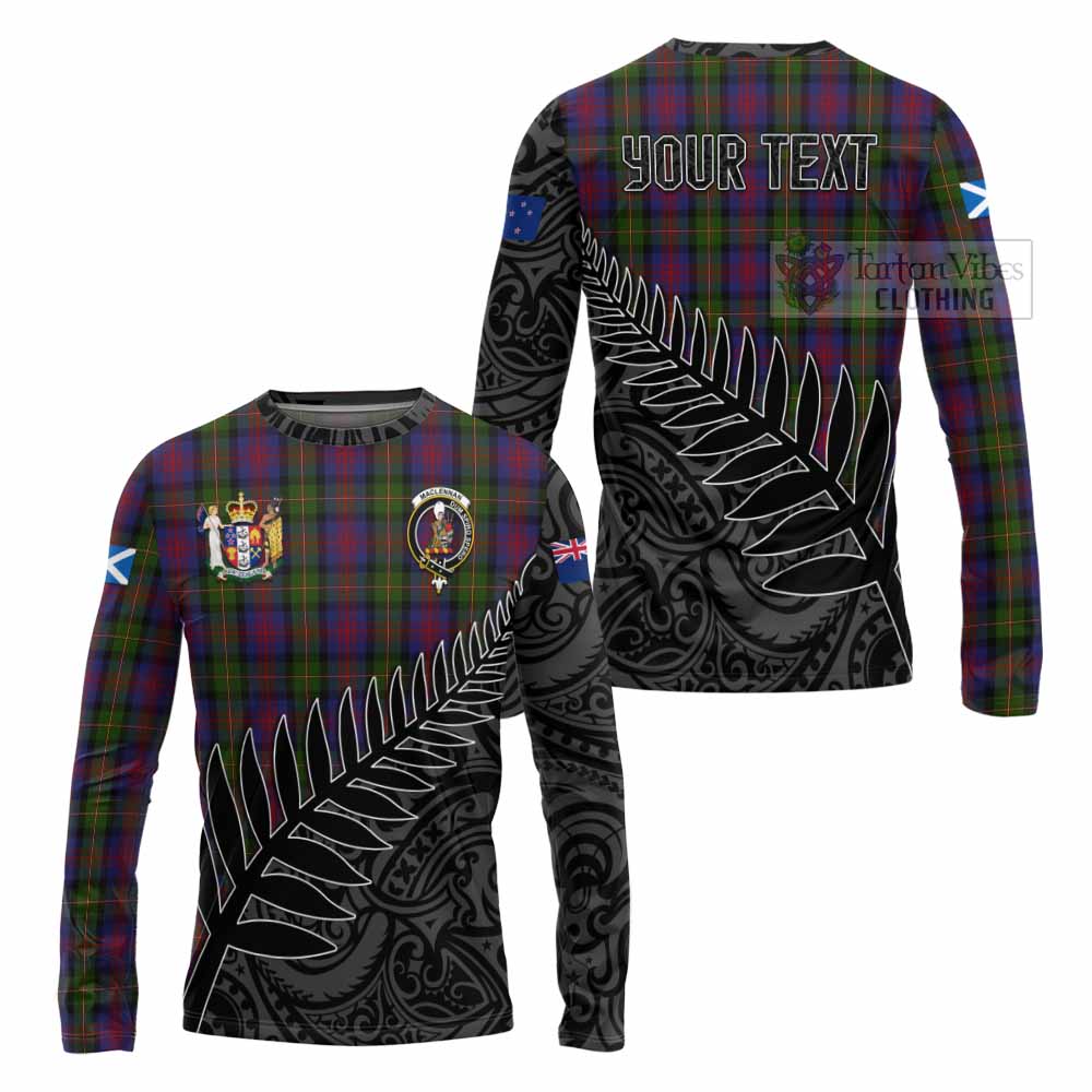 Tartan Vibes Clothing MacLennan (McLennan) Crest Tartan Long Sleeve T-Shirt with New Zealand Silver Fern Half Style