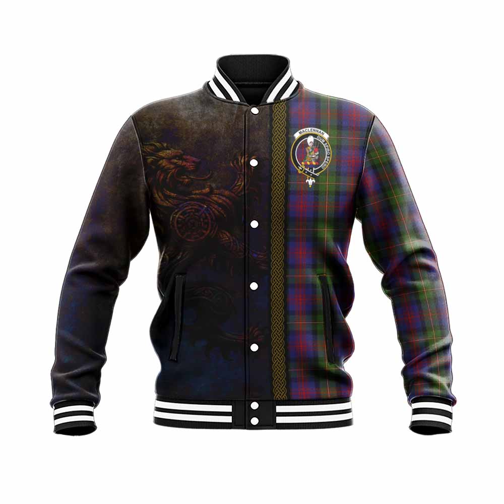 Tartan Vibes Clothing MacLennan (McLennan) Tartan Family Crest Baseball Jacket Alba Gu Brath Be Brave Lion Ancient Style
