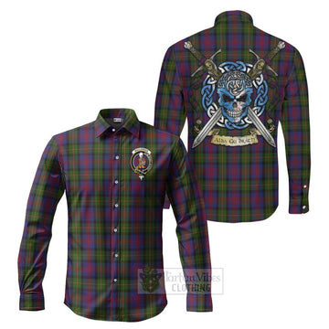 MacLennan (McLennan) Tartan Long Sleeve Button Shirt with Family Crest Celtic Skull Style