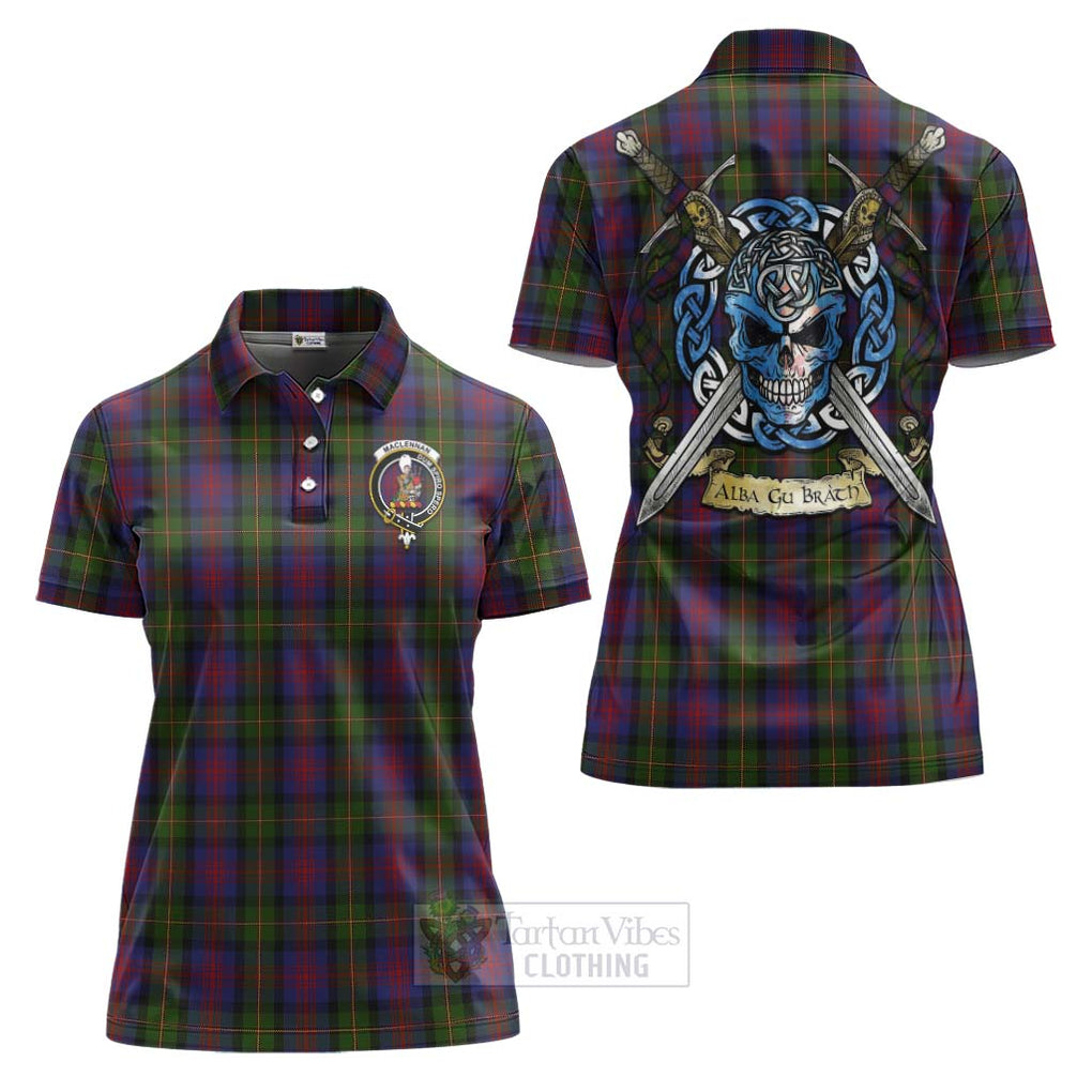 Tartan Vibes Clothing MacLennan (McLennan) Tartan Women's Polo Shirt with Family Crest Celtic Skull Style