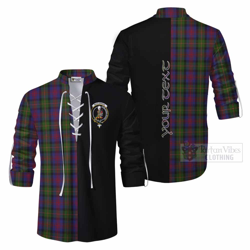 Tartan Vibes Clothing MacLennan (McLennan) Tartan Ghillie Kilt Shirt with Family Crest and Half Of Me Style