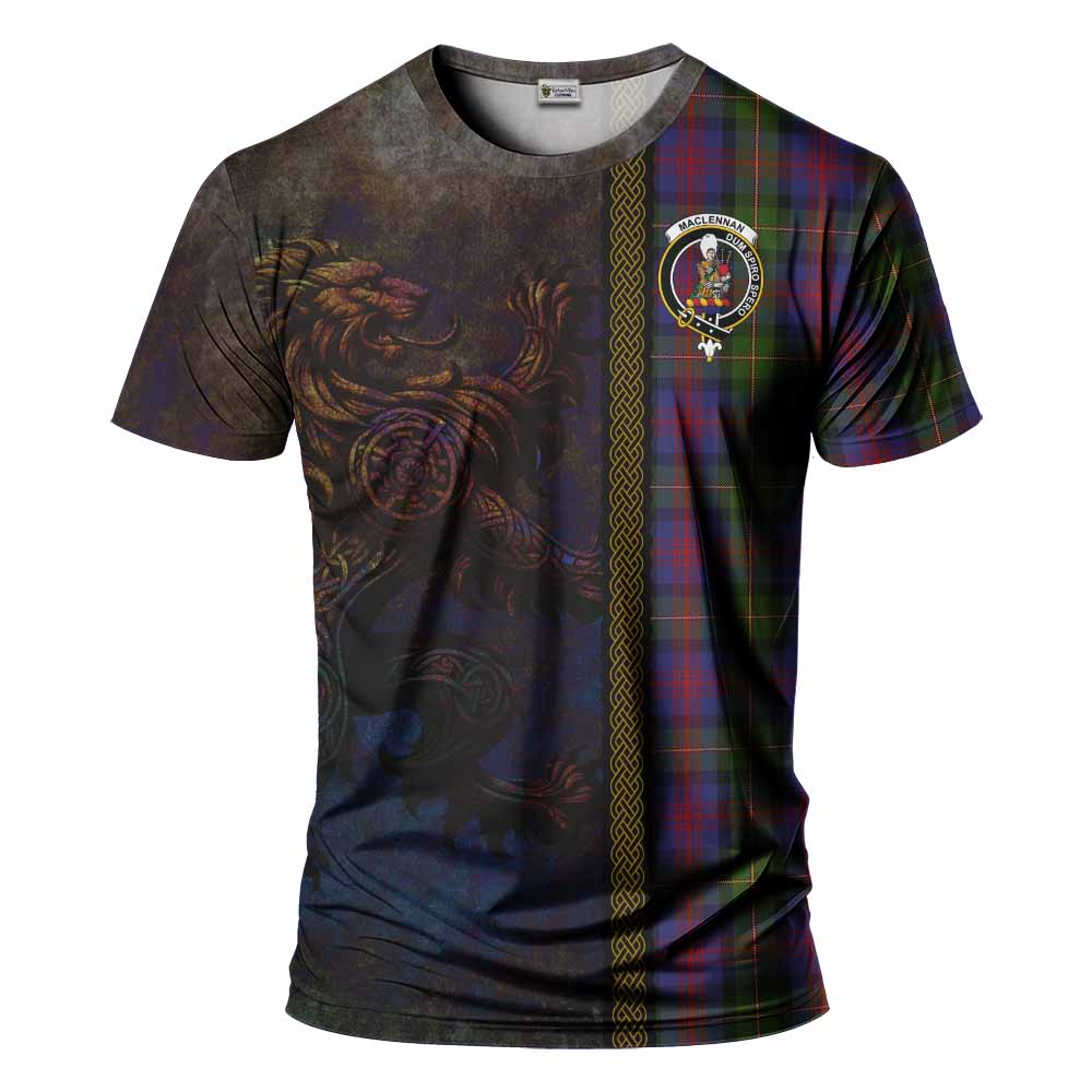 Tartan Vibes Clothing MacLennan (McLennan) Tartan Family Crest T-Shirt Alba Gu Brath Be Brave Lion Ancient Style