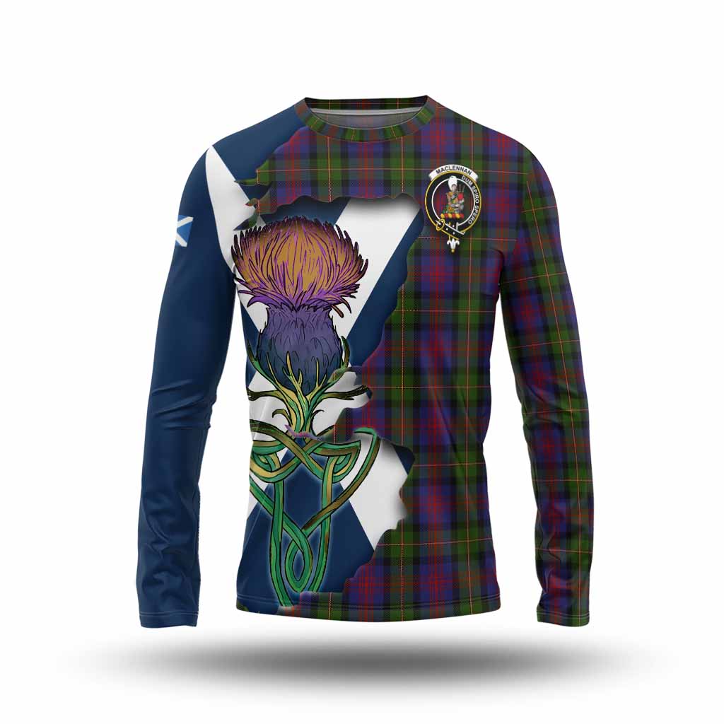 Tartan Vibes Clothing MacLennan (McLennan) Tartan Family Crest Long Sleeve T-Shirt Scottish Thistle Celtic Inspired