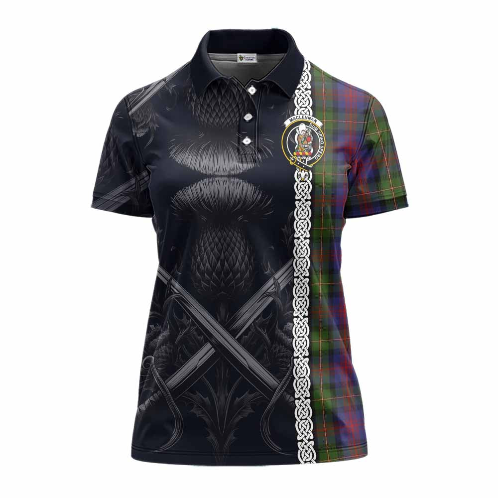 Tartan Vibes Clothing MacLennan (McLennan) Tartan Women's Polo Shirt with Family Crest Cross Sword Thistle Celtic Vibes