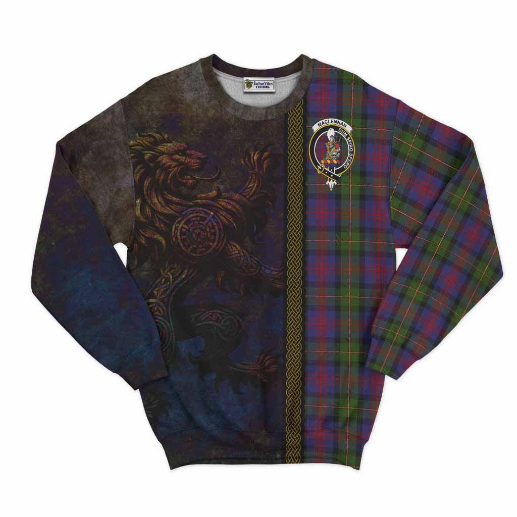 Tartan Vibes Clothing MacLennan (McLennan) Tartan Family Crest Sweatshirt Alba Gu Brath Be Brave Lion Ancient Style
