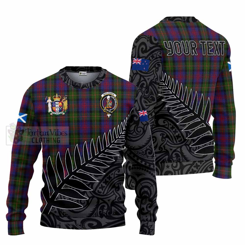 Tartan Vibes Clothing MacLennan (McLennan) Crest Tartan Knitted Sweater with New Zealand Silver Fern Half Style