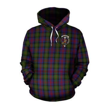MacLennan (McLennan) Tartan Cotton Hoodie with Family Crest and Bearded Skull Holding Bottles of Whiskey