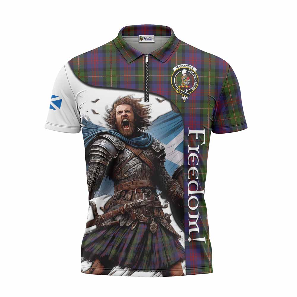 Tartan Vibes Clothing MacLennan (McLennan) Crest Tartan Zipper Polo Shirt Inspired by the Freedom of Scottish Warrior