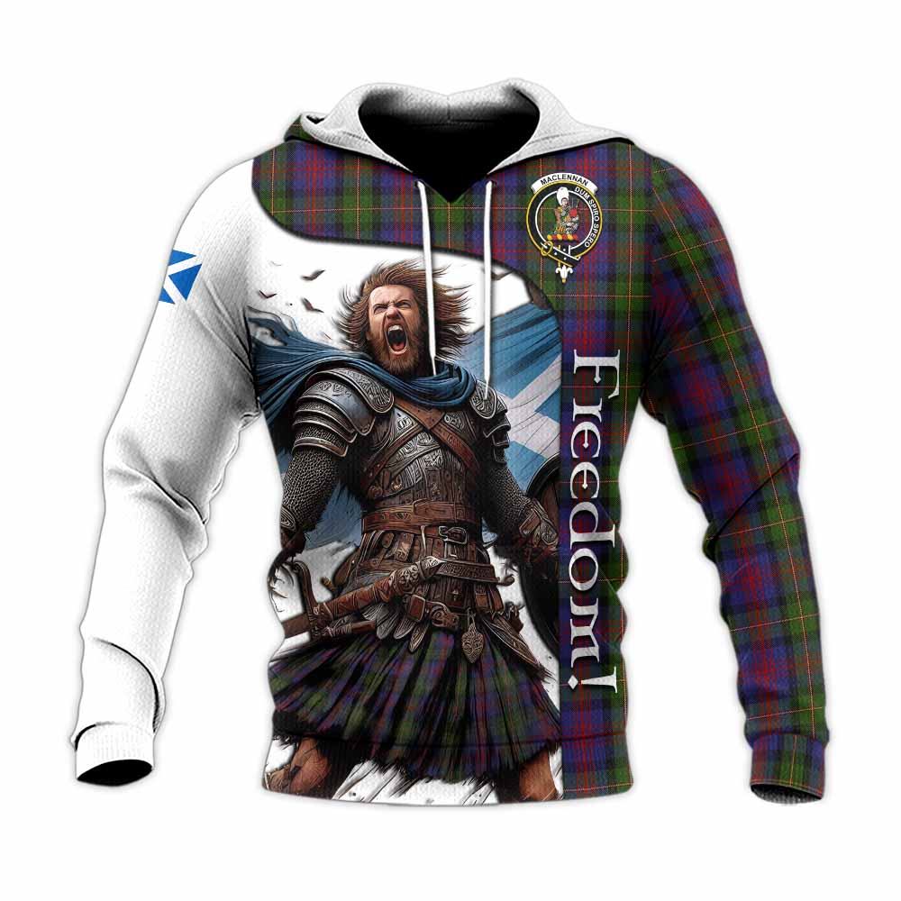 Tartan Vibes Clothing MacLennan (McLennan) Crest Tartan Knitted Hoodie Inspired by the Freedom of Scottish Warrior