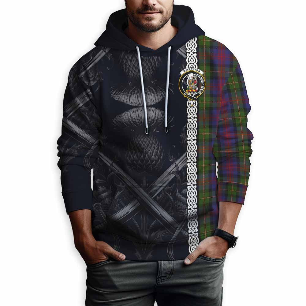 Tartan Vibes Clothing MacLennan (McLennan) Tartan Hoodie with Family Crest Cross Sword Thistle Celtic Vibes