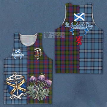Tartan Vibes Clothing MacLennan (McLennan) Tartan Men's Tank Top Happy St. Andrew's Day Half Tartan Style
