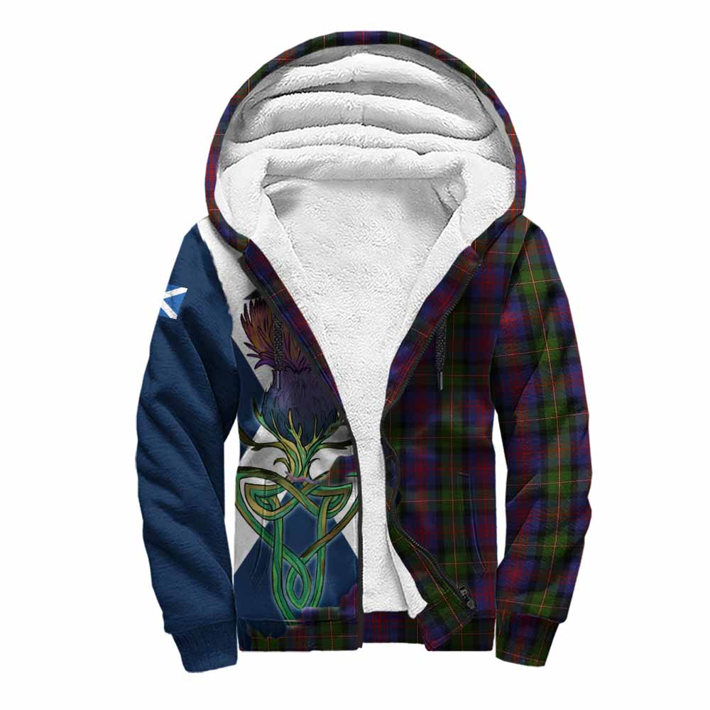 Tartan Vibes Clothing MacLennan (McLennan) Tartan Family Crest Sherpa Hoodie Scottish Thistle Celtic Inspired