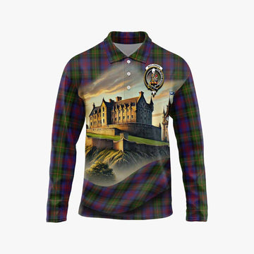 MacLennan (McLennan) Tartan Family Crest Long Sleeve Polo Shirt with Scottish Ancient Castle Style