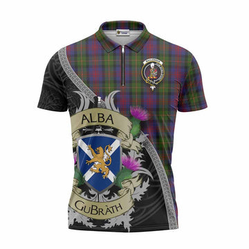 MacLennan (McLennan) Tartan Family Crest Zipper Polo Shirt Lion Rampant Royal Thistle Shield Celtic Inspired
