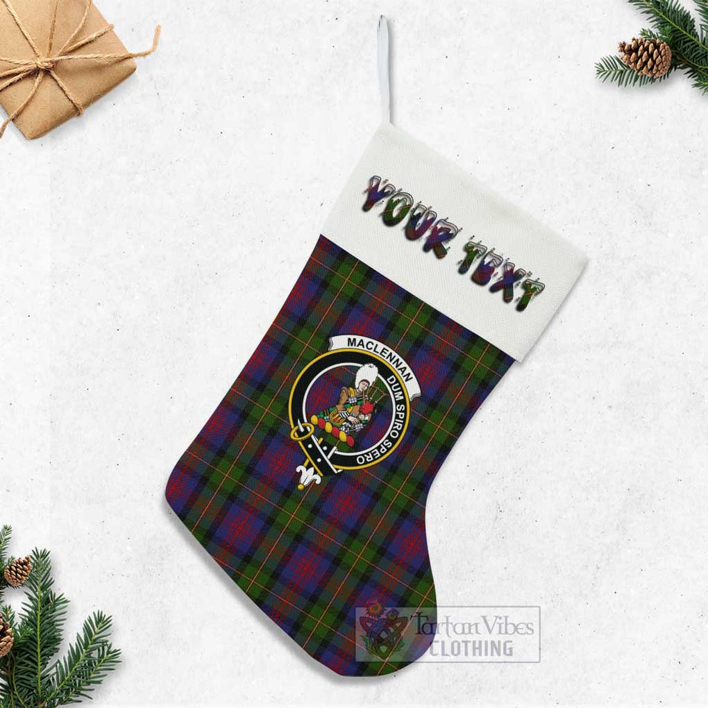 Tartan Vibes Clothing MacLennan (McLennan) Tartan Family Crest Christmas Stocking with Personalized Text
