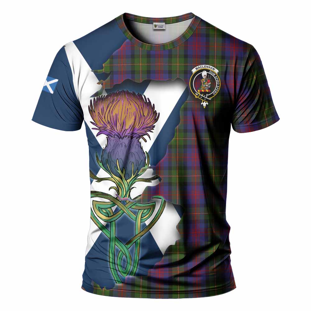 Tartan Vibes Clothing MacLennan (McLennan) Tartan Family Crest T-Shirt Scottish Thistle Celtic Inspired