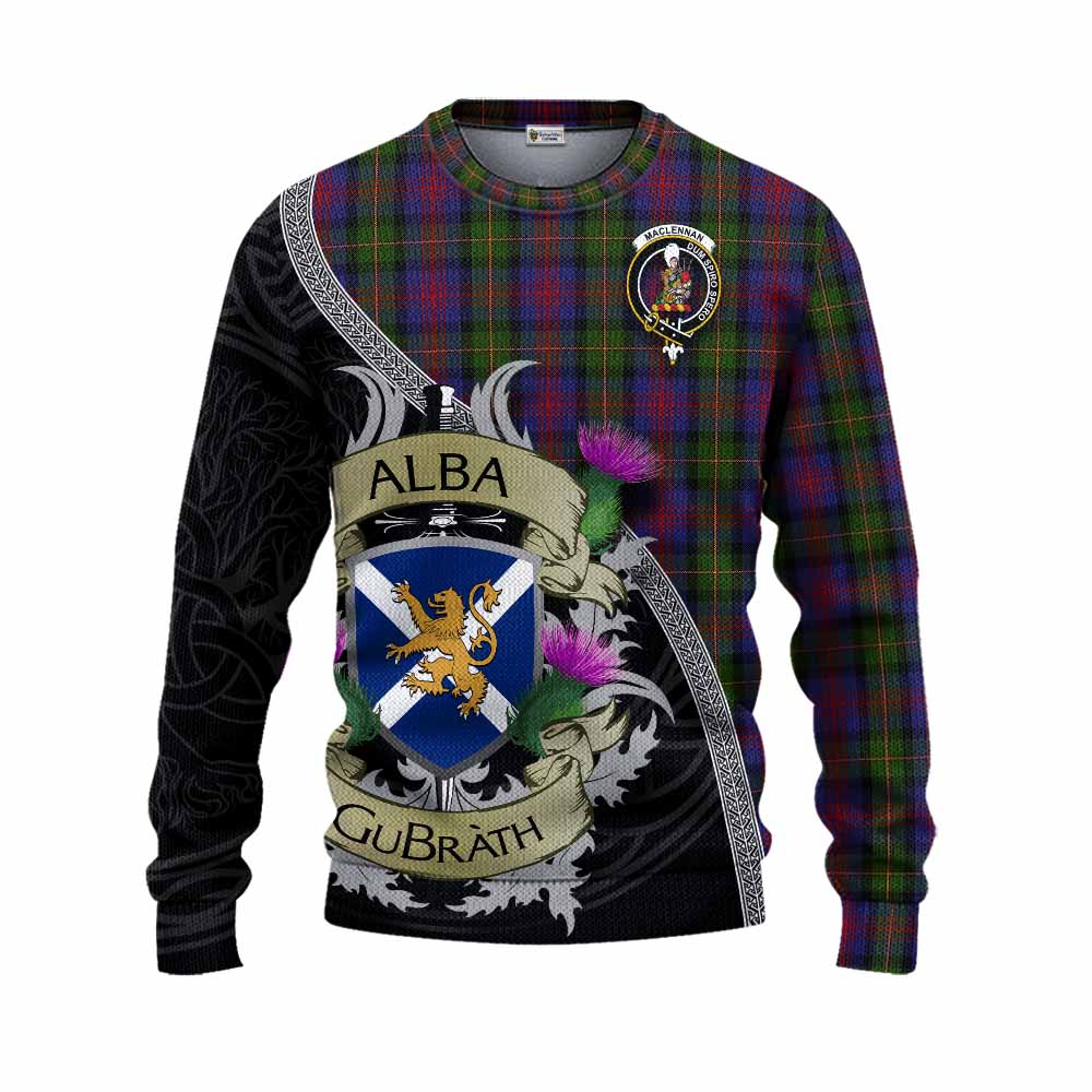 Tartan Vibes Clothing MacLennan (McLennan) Tartan Family Crest Knitted Sweater Lion Rampant Royal Thistle Shield Celtic Inspired
