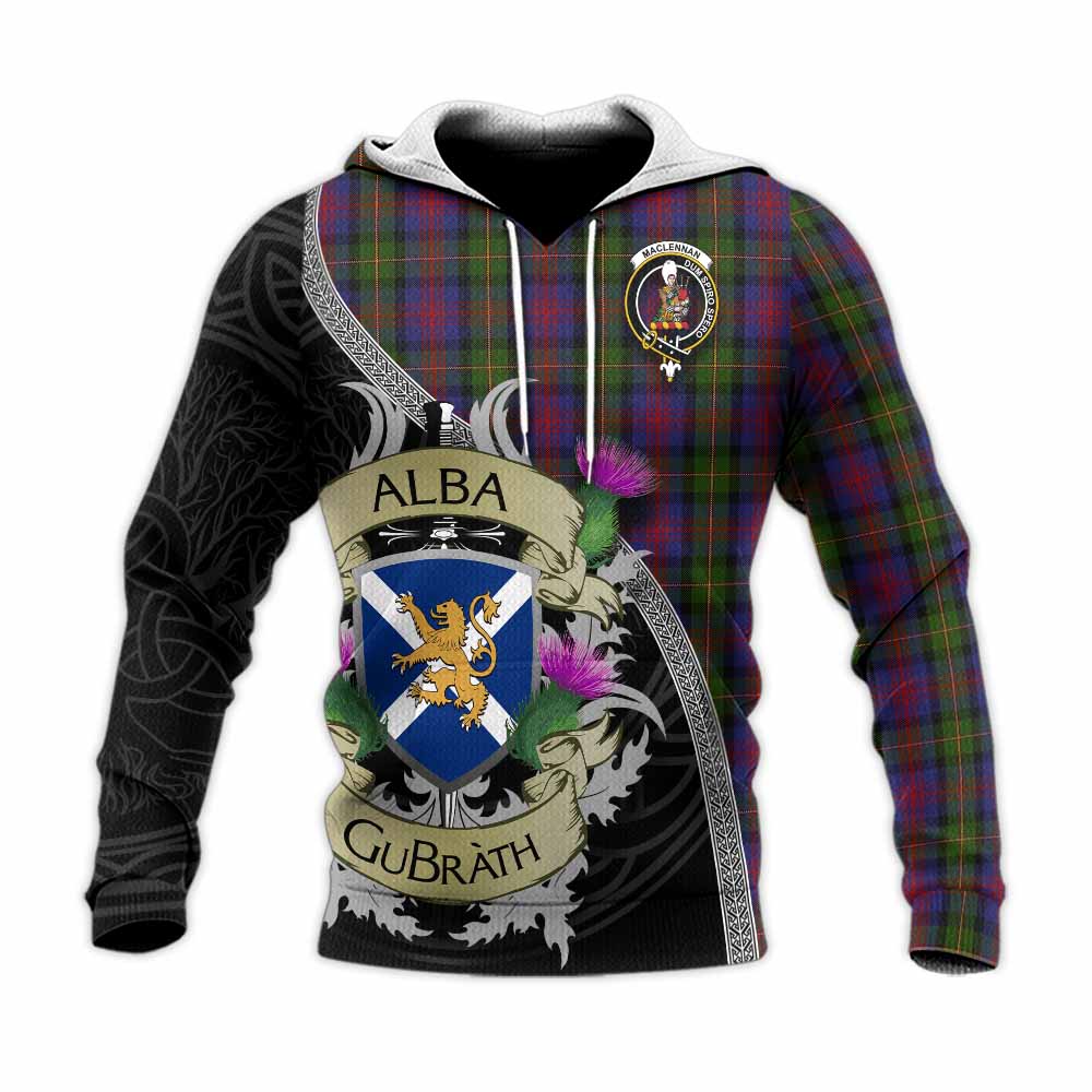 Tartan Vibes Clothing MacLennan (McLennan) Tartan Family Crest Knitted Hoodie Lion Rampant Royal Thistle Shield Celtic Inspired