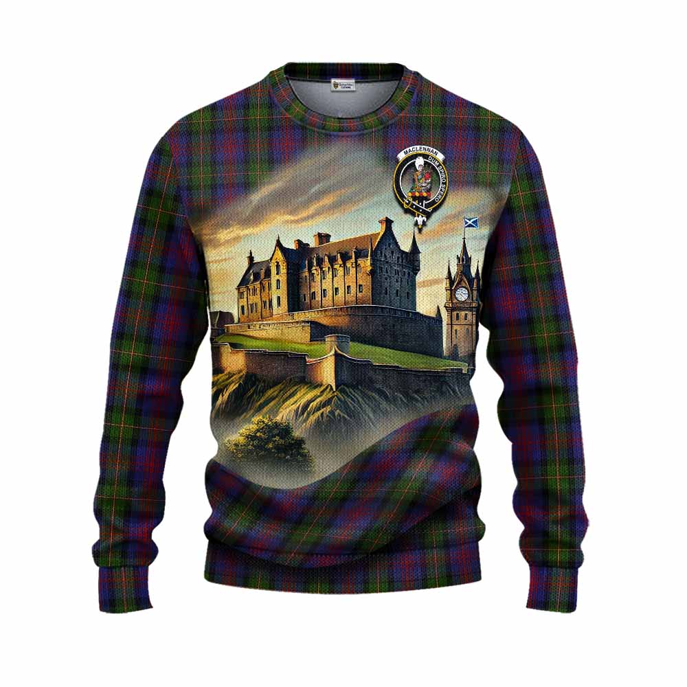 Tartan Vibes Clothing MacLennan (McLennan) Tartan Family Crest Knitted Sweater with Scottish Ancient Castle Style