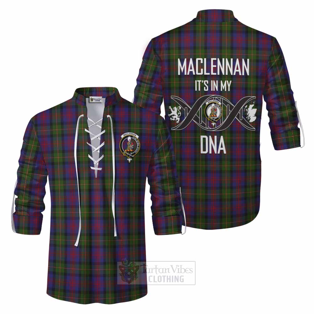 Tartan Vibes Clothing MacLennan (McLennan) Tartan Ghillie Kilt Shirt with Family Crest DNA In Me Style